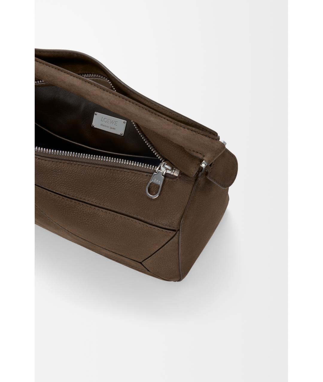 LOEWE Коричневая кожаная сумка с короткими ручками, фото 5