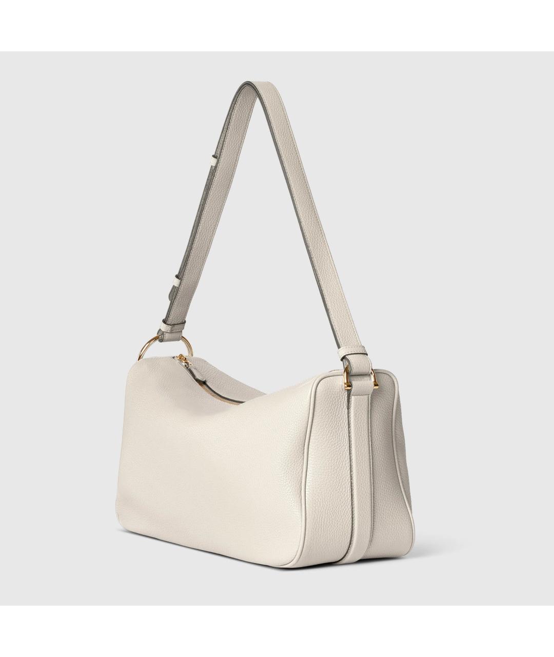 GUCCI Белая кожаная сумка с короткими ручками, фото 4