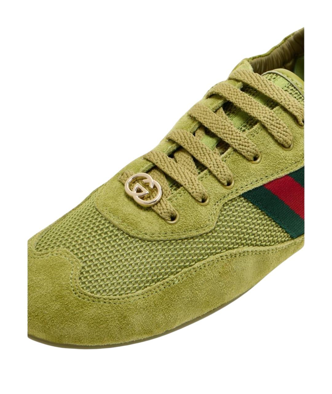 GUCCI Зеленые кожаные кроссовки, фото 2