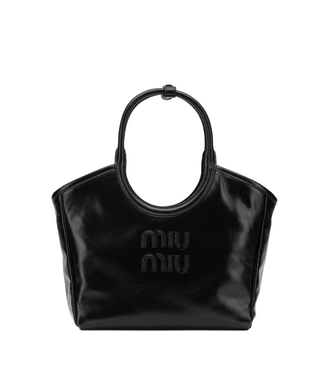 MIU MIU Черная кожаная сумка с короткими ручками, фото 1