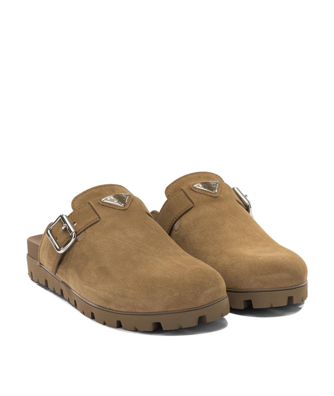 PRADA Бежевые замшевые сандалии, фото 2