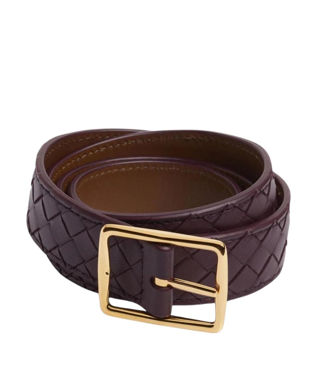 BOTTEGA VENETA Бордовый кожаный ремень, фото 1