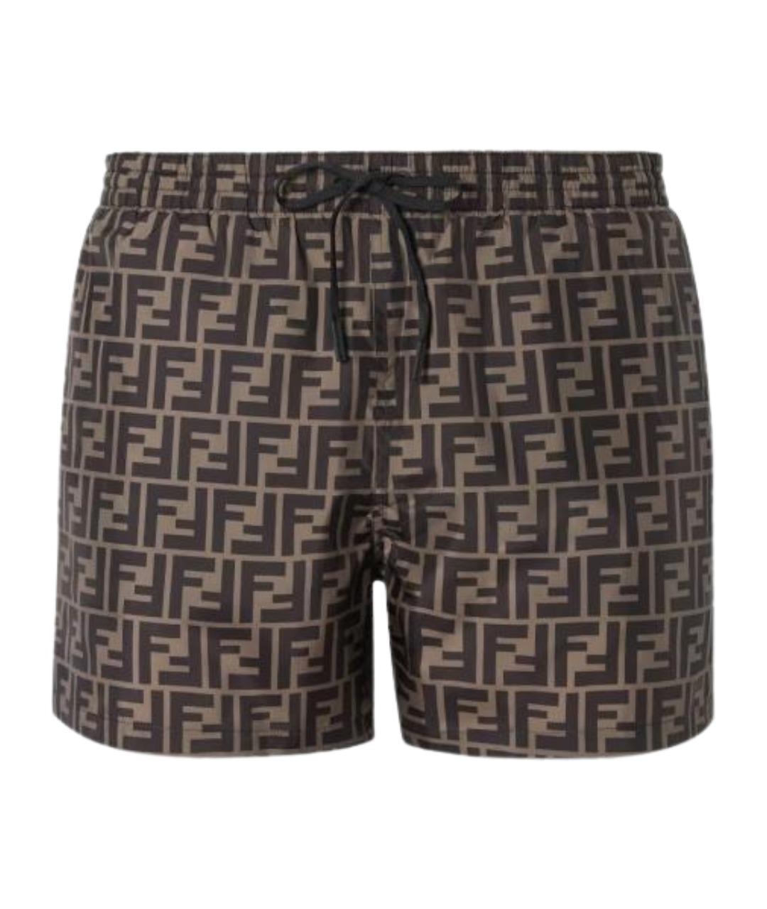 FENDI Коричневые полиамидовые шорты, фото 1