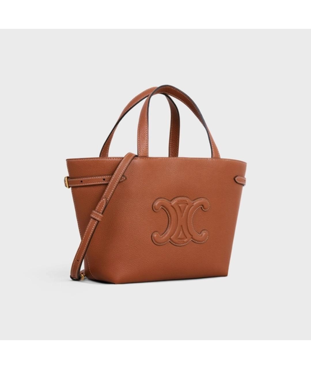 CELINE Коричневая кожаная сумка через плечо, фото 3