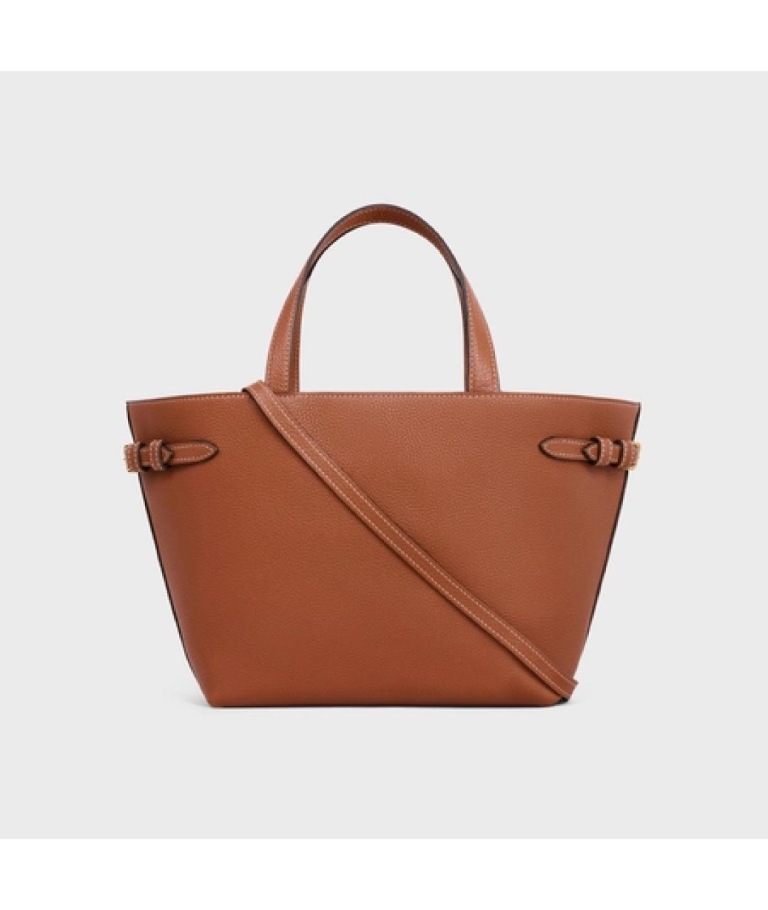 CELINE Коричневая кожаная сумка через плечо, фото 4