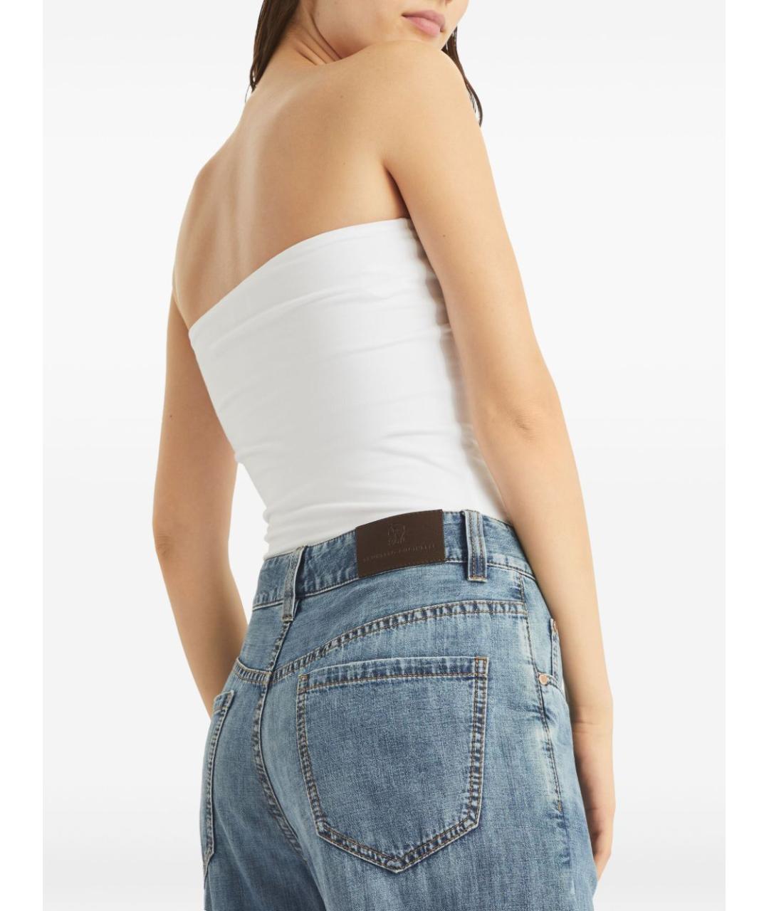 BRUNELLO CUCINELLI Синие хлопковые прямые брюки, фото 2