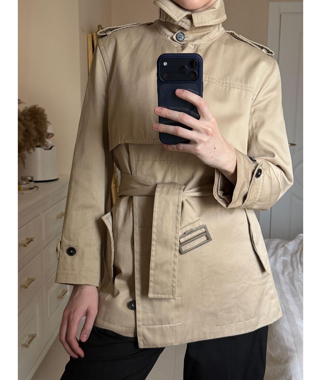 SAINT LAURENT Бежевый хлопковый тренч/плащ, фото 7