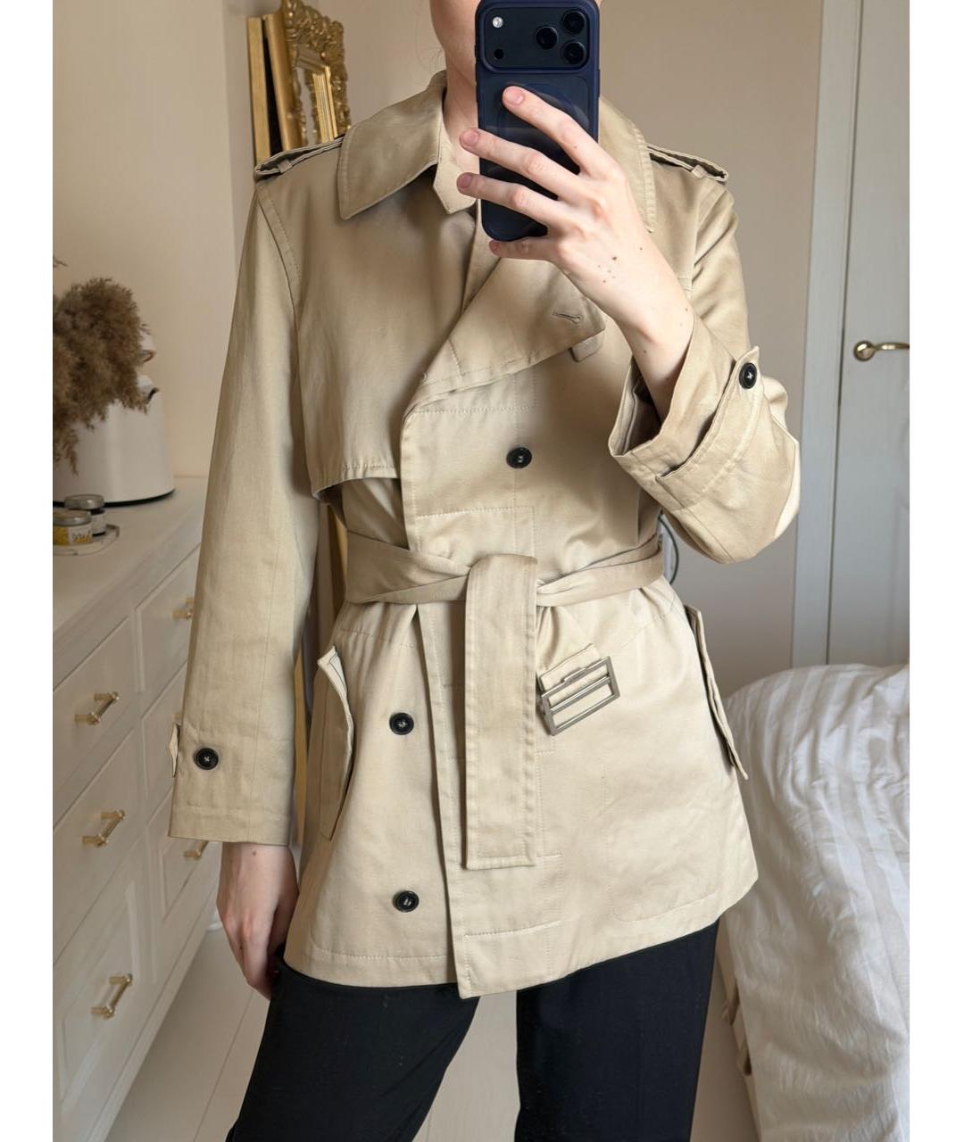 SAINT LAURENT Бежевый хлопковый тренч/плащ, фото 9