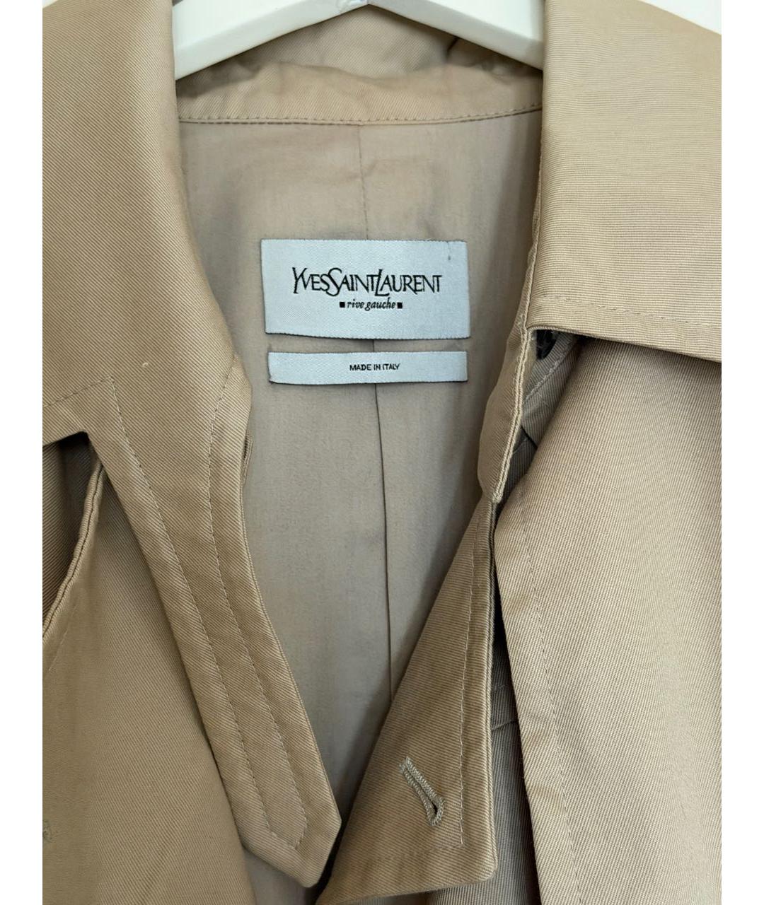 SAINT LAURENT Бежевый хлопковый тренч/плащ, фото 3