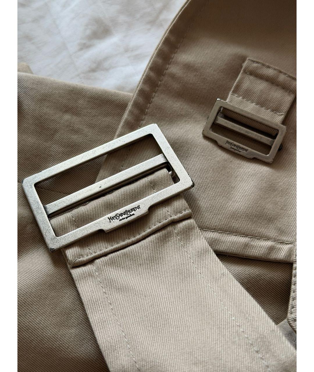 SAINT LAURENT Бежевый хлопковый тренч/плащ, фото 6