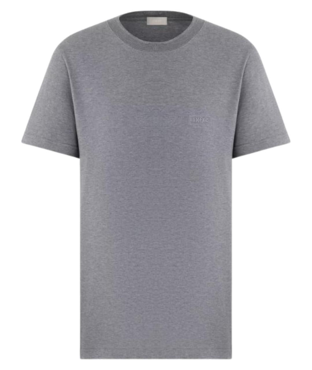 CHRISTIAN DIOR Серая хлопковая футболка, фото 1