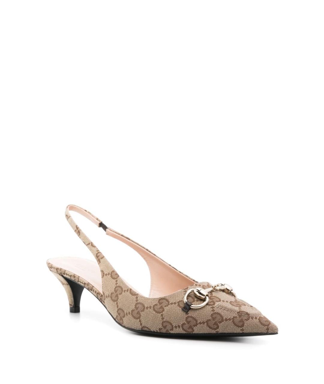 GUCCI Бежевые текстильные туфли, фото 4