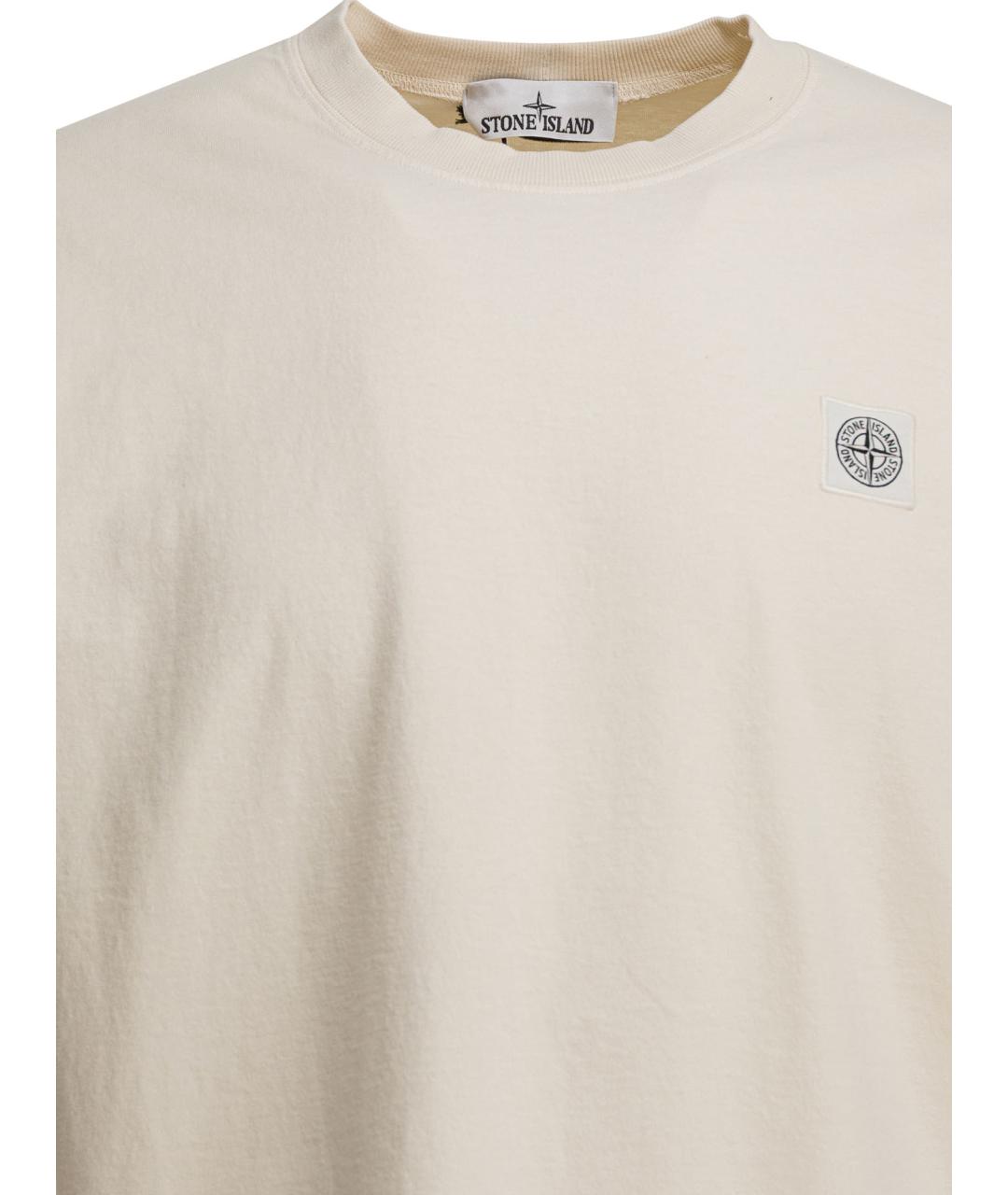 STONE ISLAND Белая хлопковая футболка, фото 3