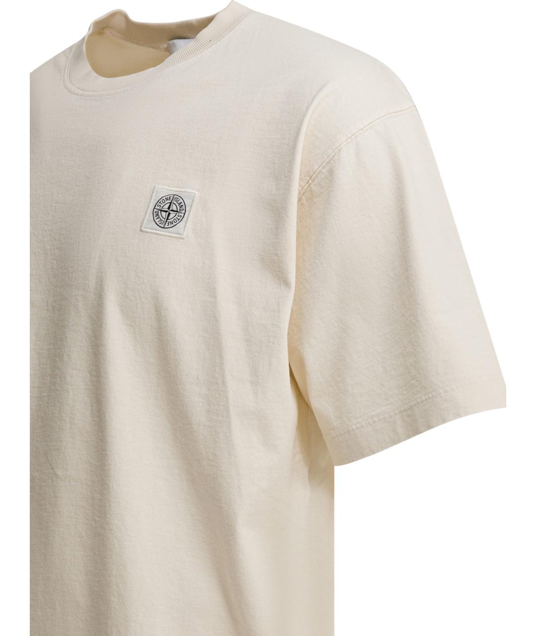 STONE ISLAND Белая хлопковая футболка, фото 4