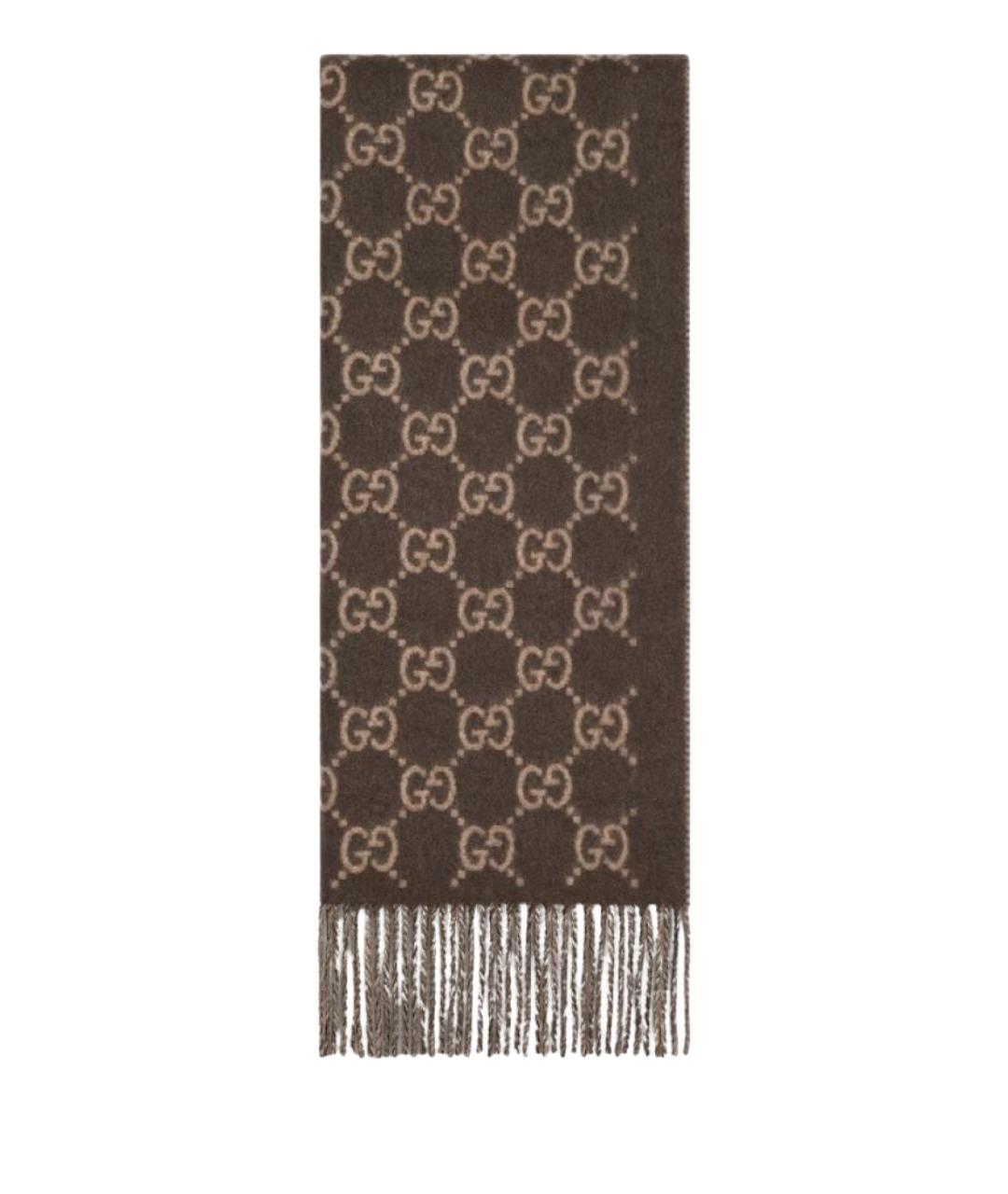 GUCCI Коричневый кашемировый шарф, фото 1