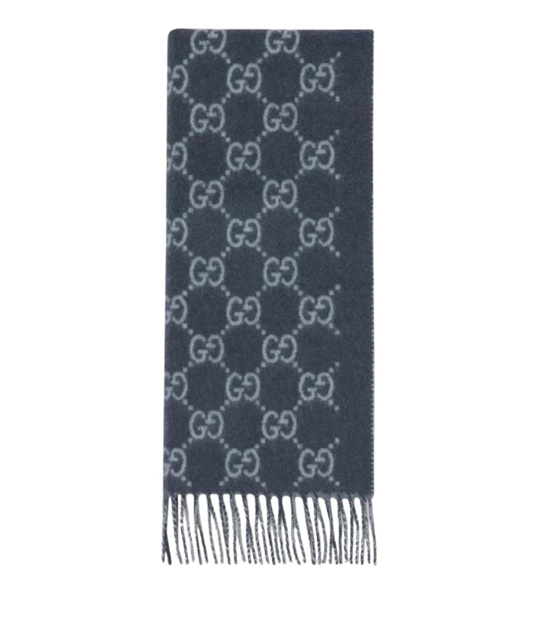 GUCCI Синий кашемировый шарф, фото 1