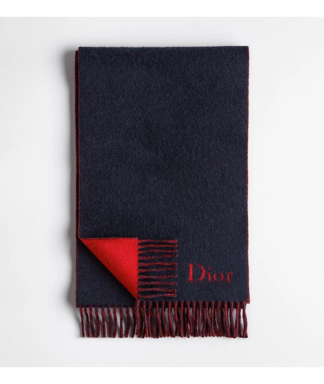 CHRISTIAN DIOR Синий шерстяной шарф, фото 4