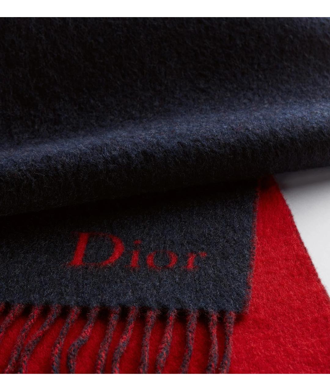CHRISTIAN DIOR Синий шерстяной шарф, фото 3