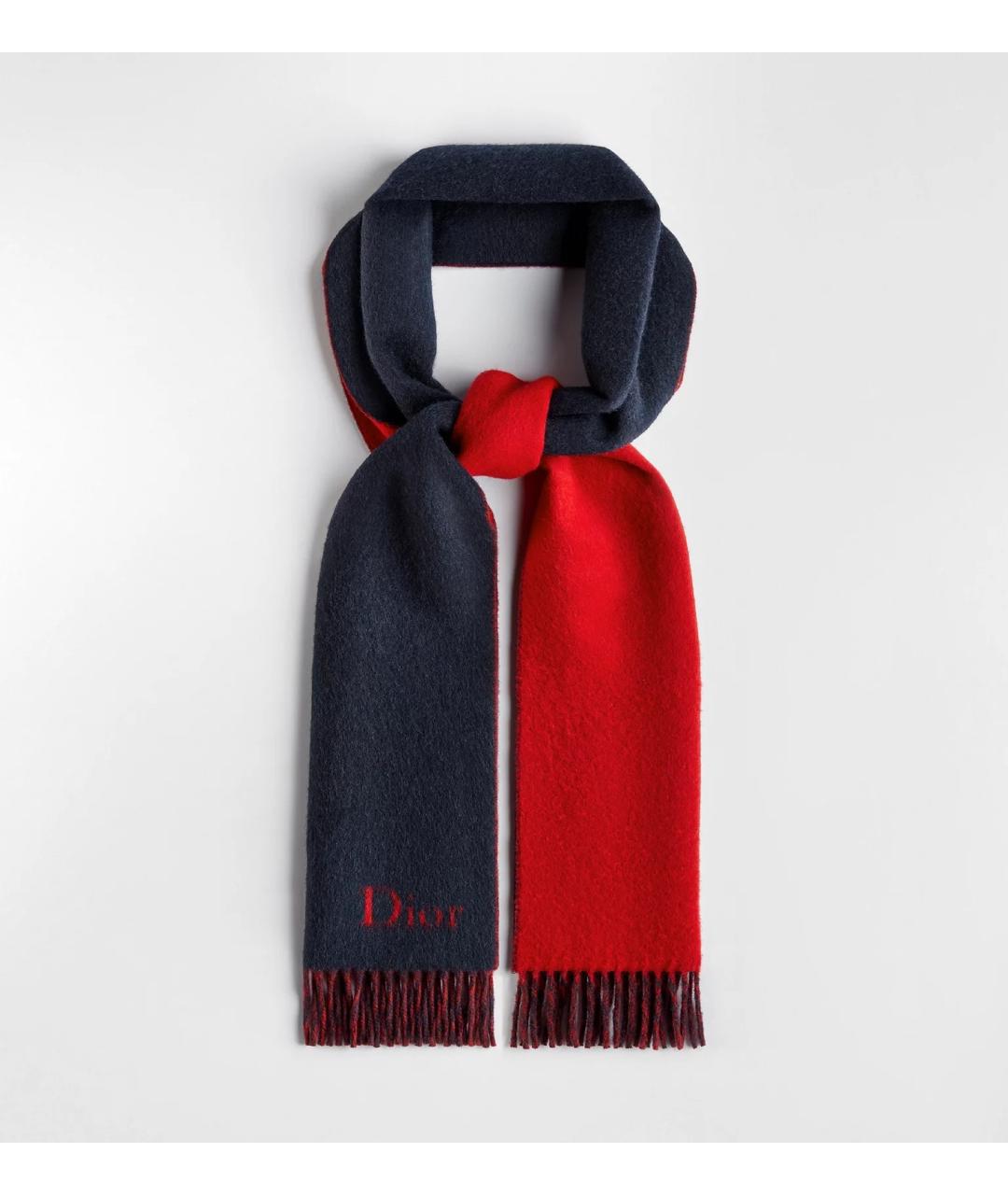 CHRISTIAN DIOR Синий шерстяной шарф, фото 2