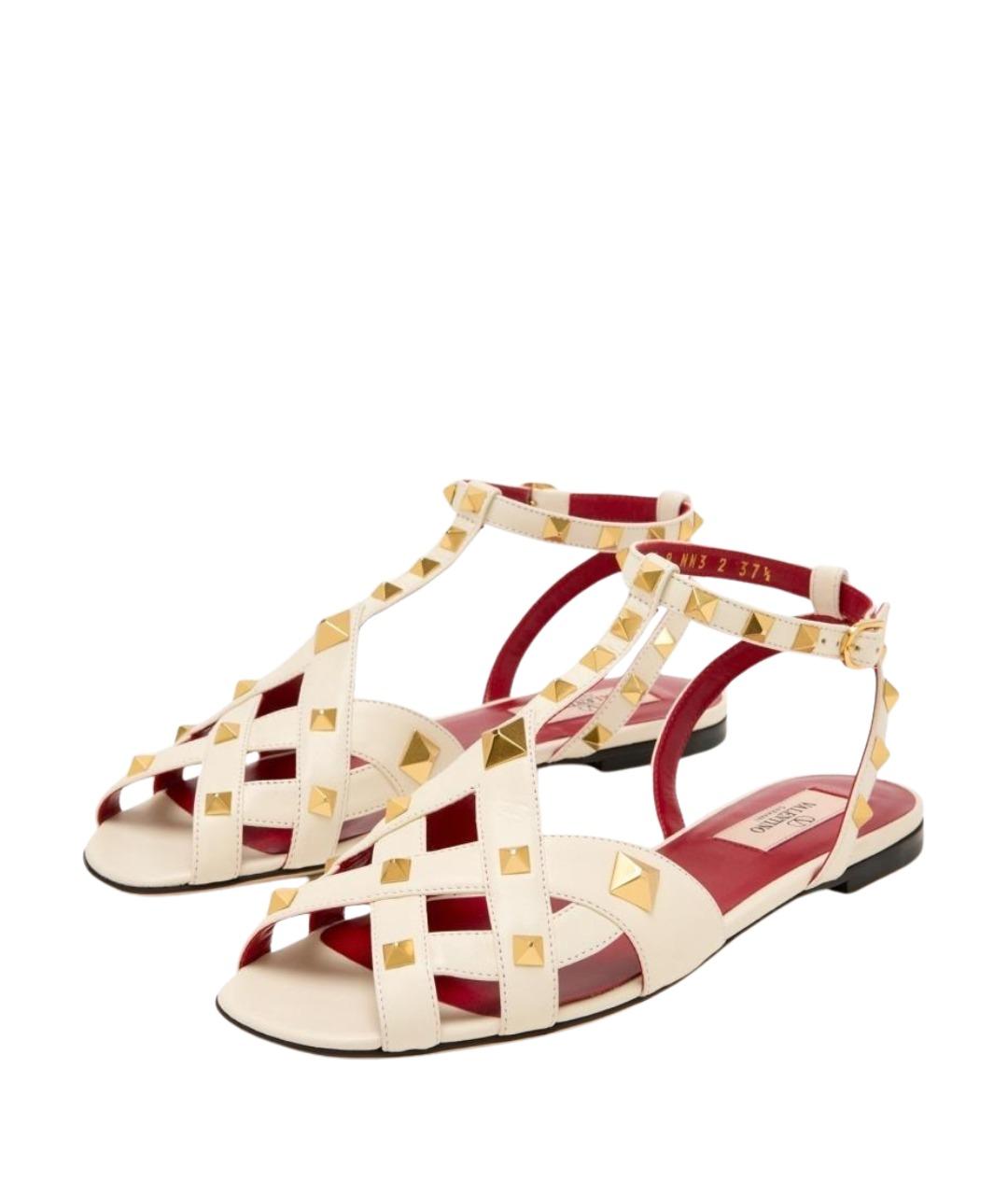 VALENTINO Бежевые кожаные сандалии, фото 4