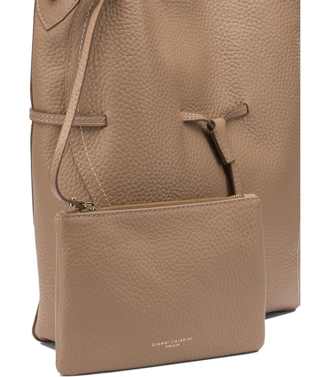 Gianni Chiarini Бежевая кожаная сумка с короткими ручками, фото 3