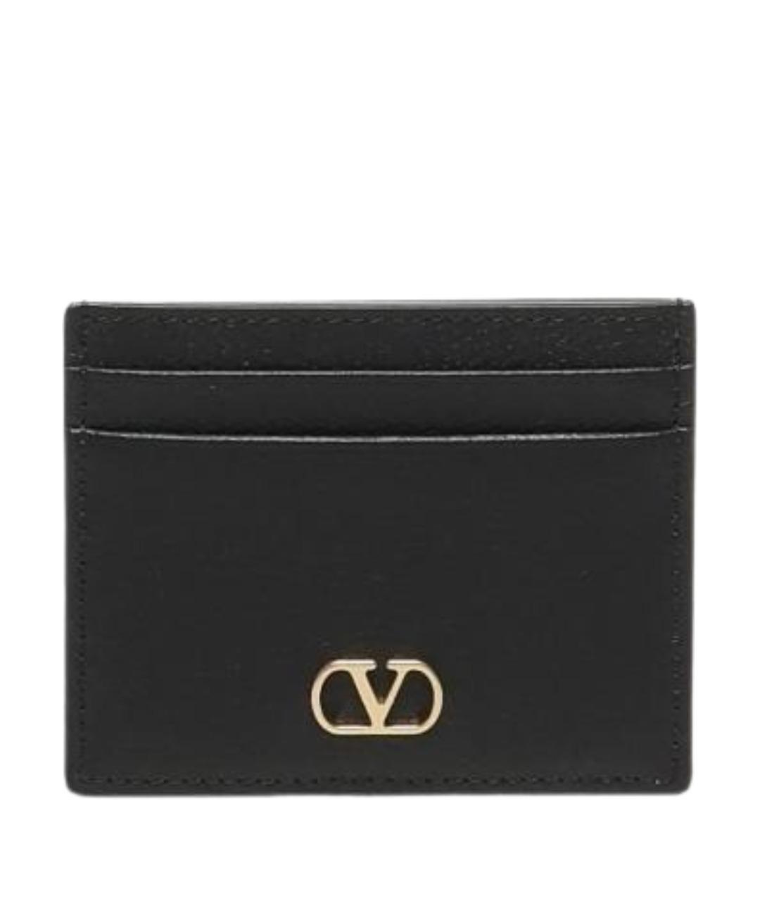 VALENTINO Черный кожаный кардхолдер, фото 1