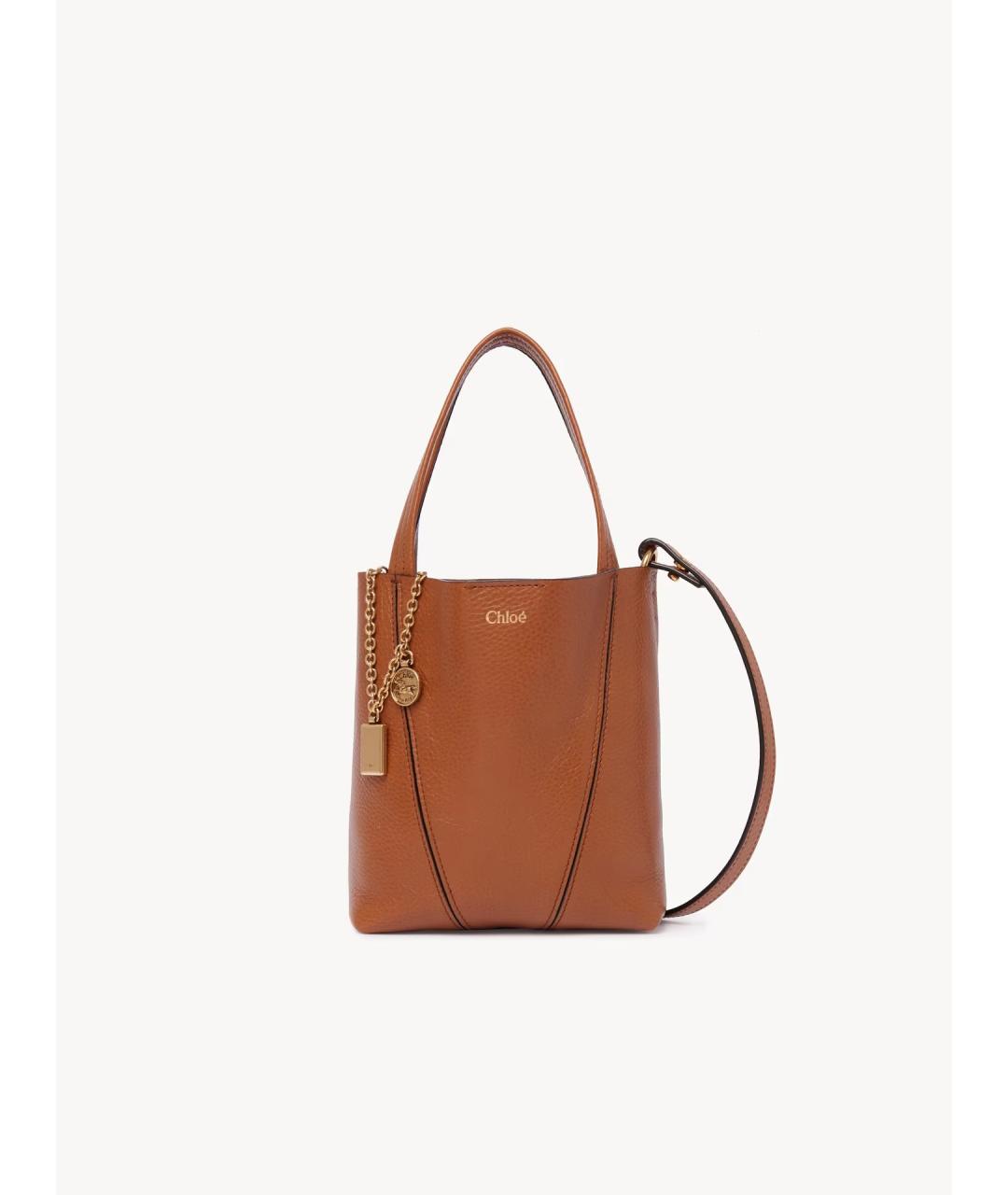 CHLOE Коричневая кожаная сумка с короткими ручками, фото 1