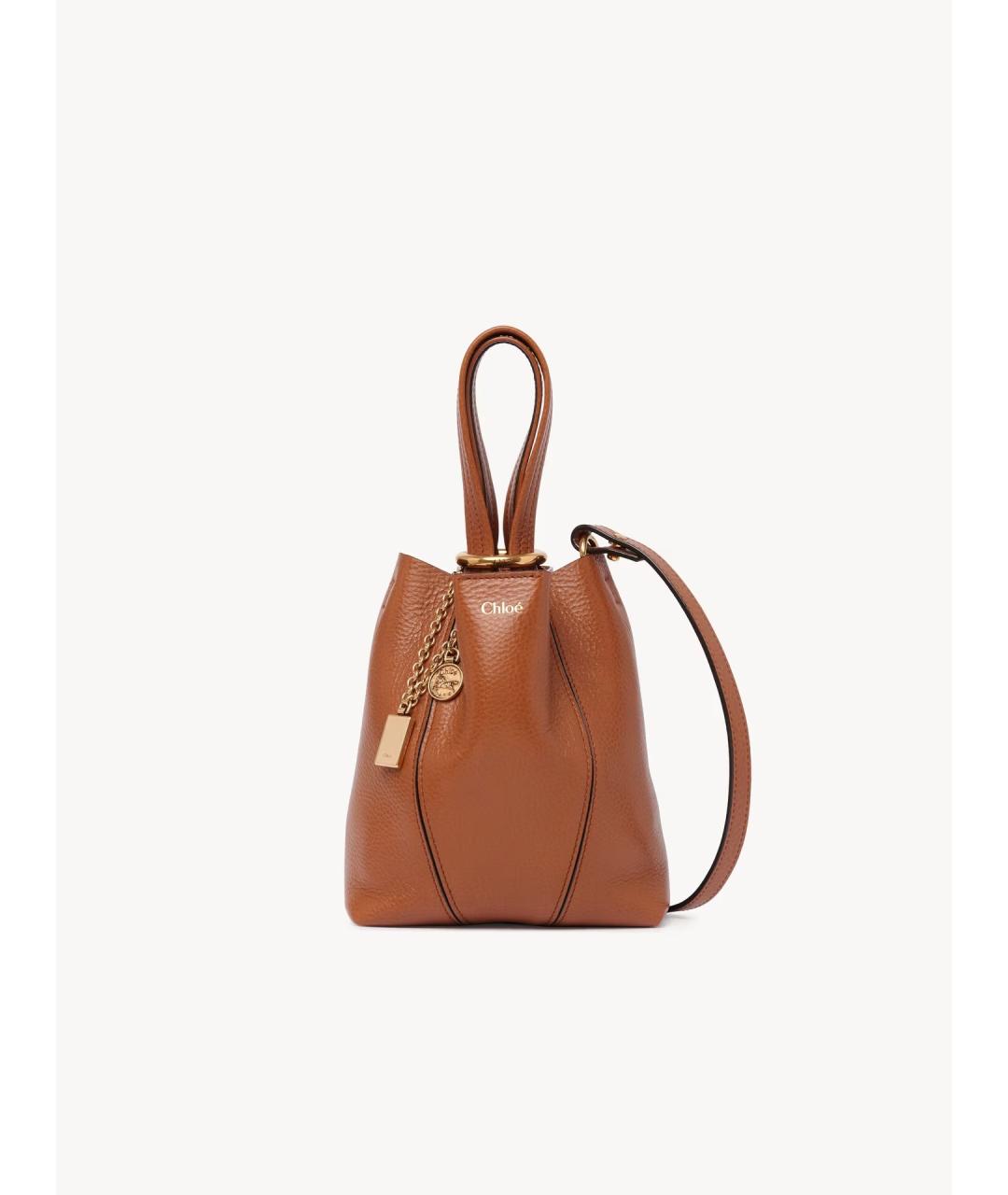 CHLOE Коричневая кожаная сумка с короткими ручками, фото 5