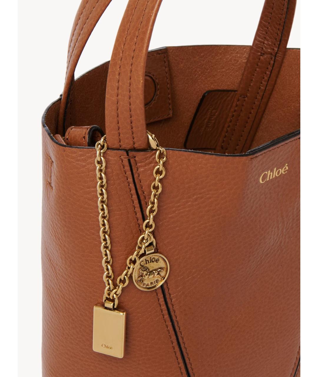 CHLOE Коричневая кожаная сумка с короткими ручками, фото 6