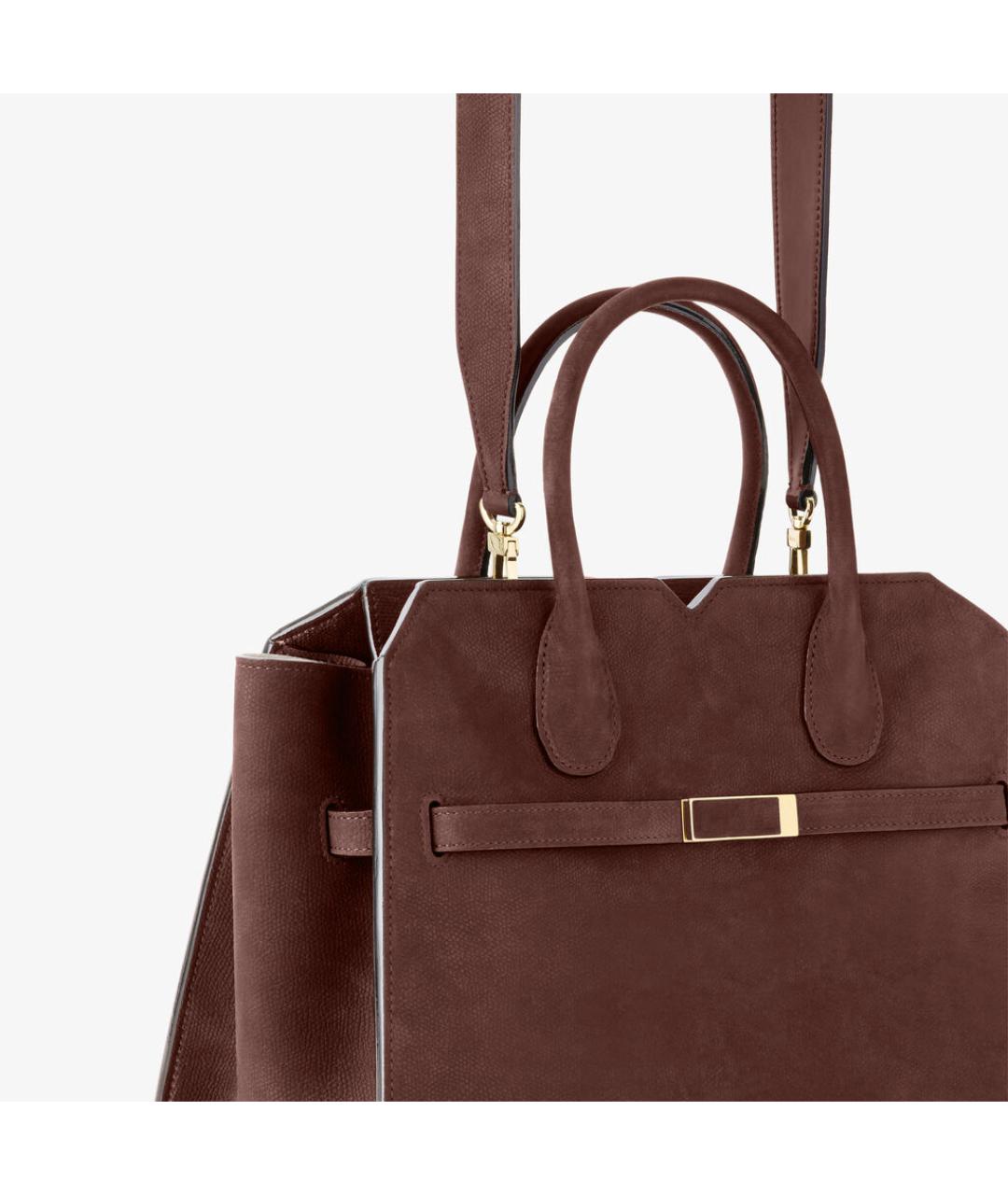 VALEXTRA Коричневая кожаная сумка с короткими ручками, фото 4