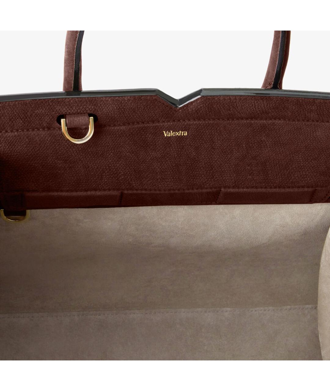 VALEXTRA Коричневая кожаная сумка с короткими ручками, фото 3