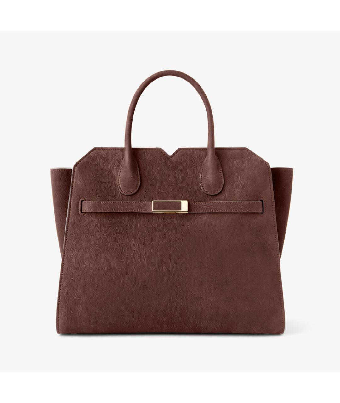 VALEXTRA Коричневая кожаная сумка с короткими ручками, фото 7