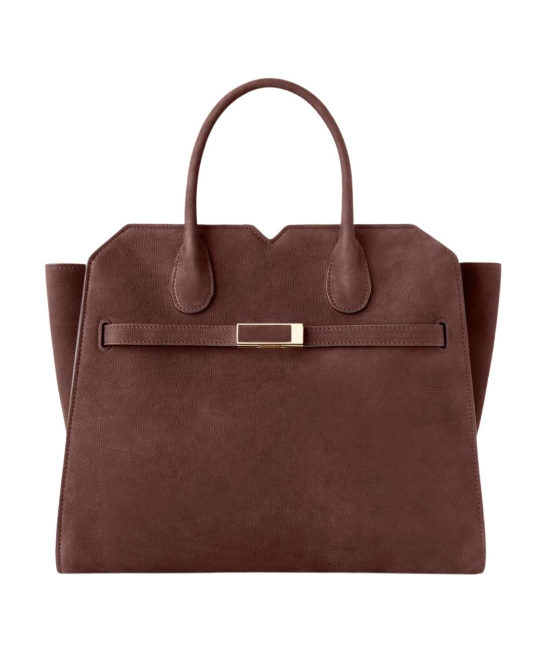 VALEXTRA Коричневая кожаная сумка с короткими ручками, фото 1