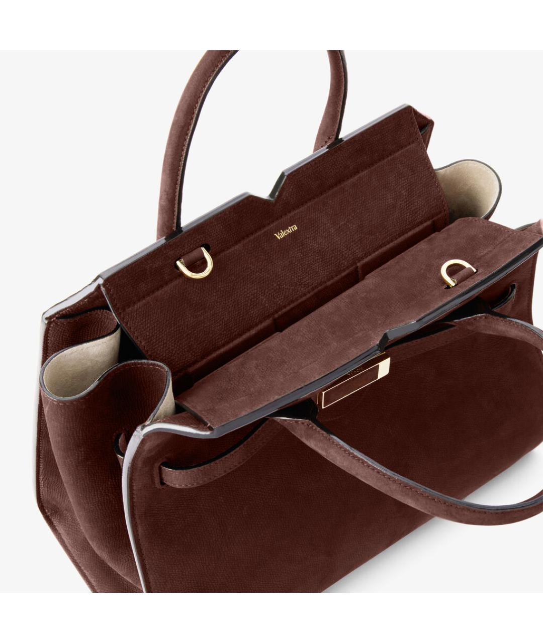 VALEXTRA Коричневая кожаная сумка с короткими ручками, фото 2