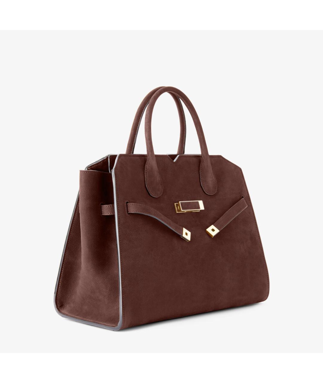 VALEXTRA Коричневая кожаная сумка с короткими ручками, фото 6