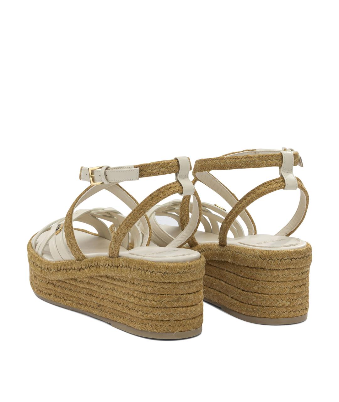 VALENTINO Бежевые кожаные сандалии, фото 4