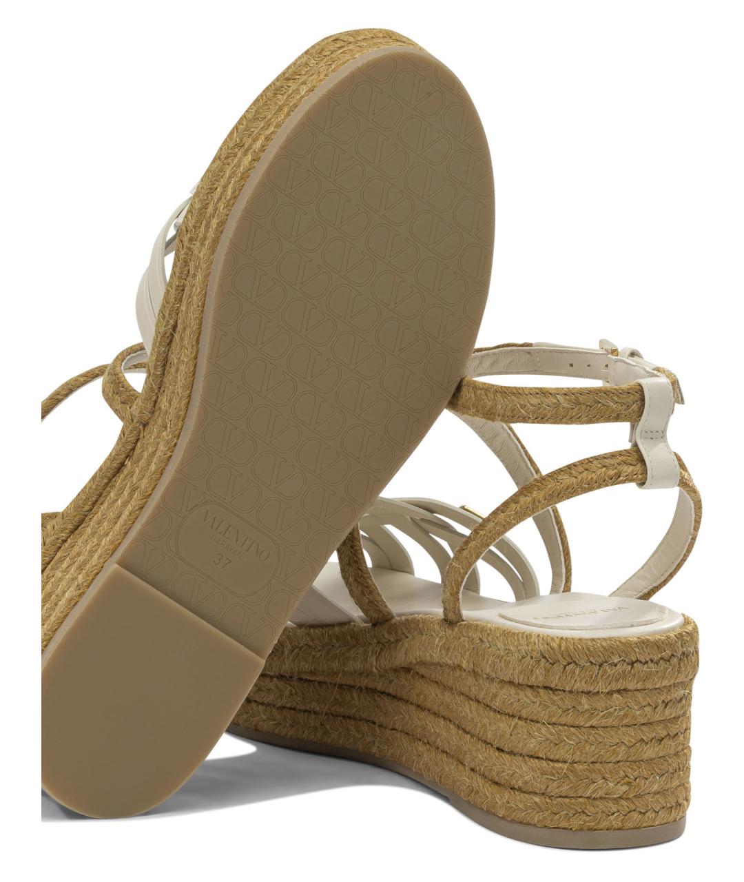 VALENTINO Бежевые кожаные сандалии, фото 5