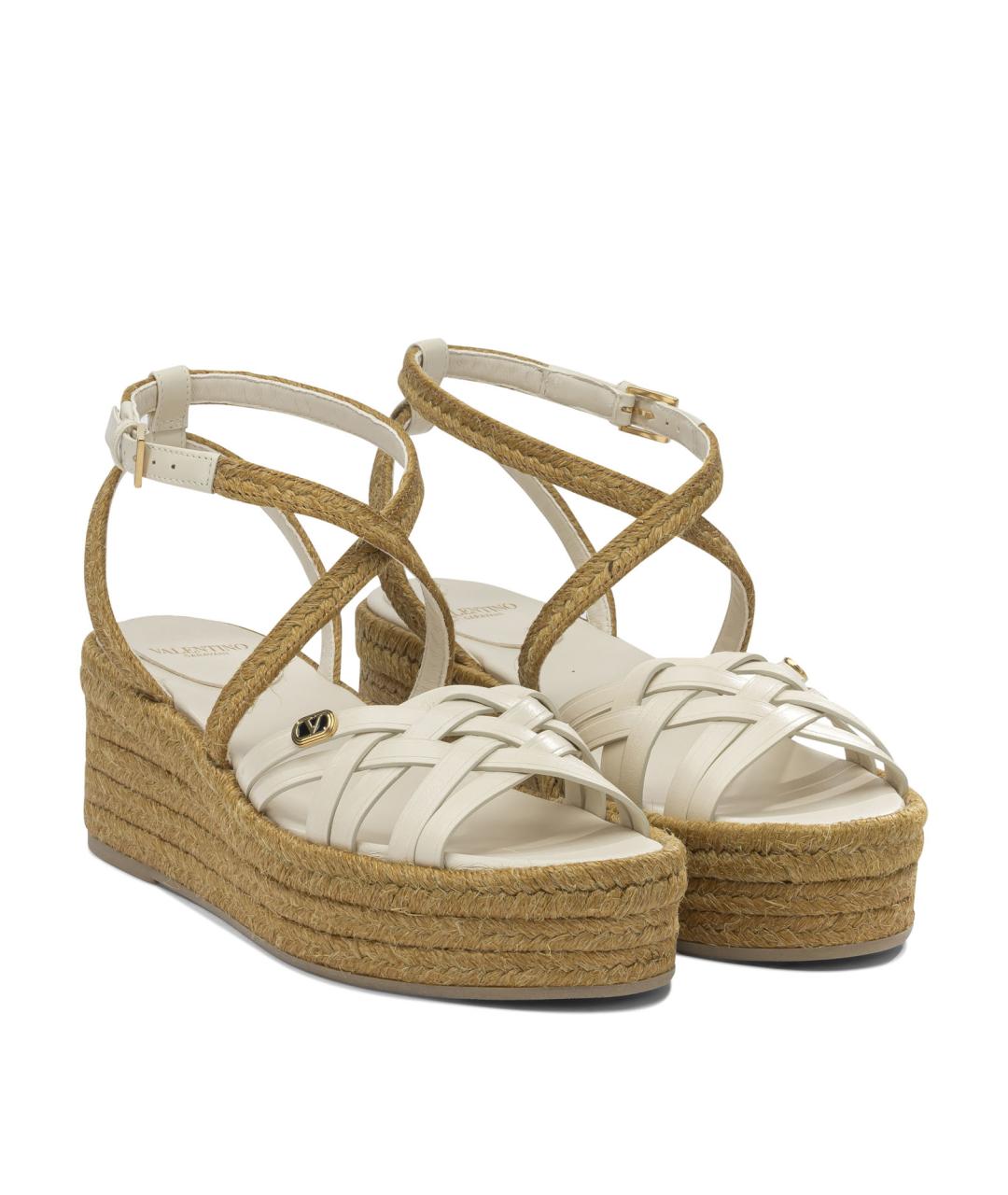 VALENTINO Бежевые кожаные сандалии, фото 2