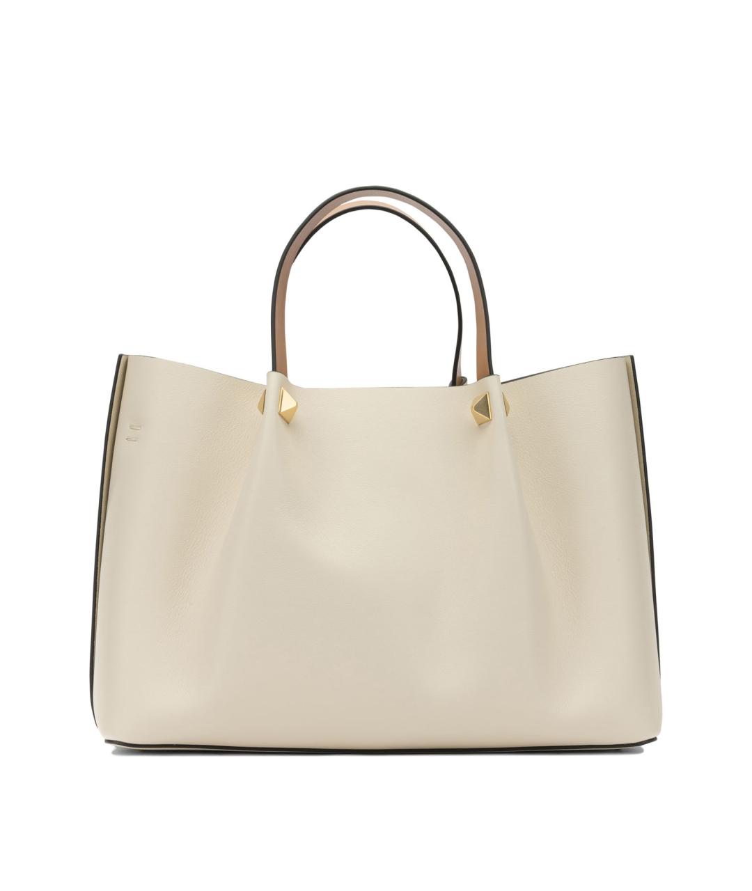 VALENTINO Бежевая кожаная сумка с короткими ручками, фото 3