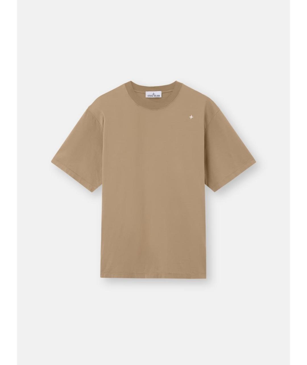 STONE ISLAND Бежевая хлопковая футболка, фото 3