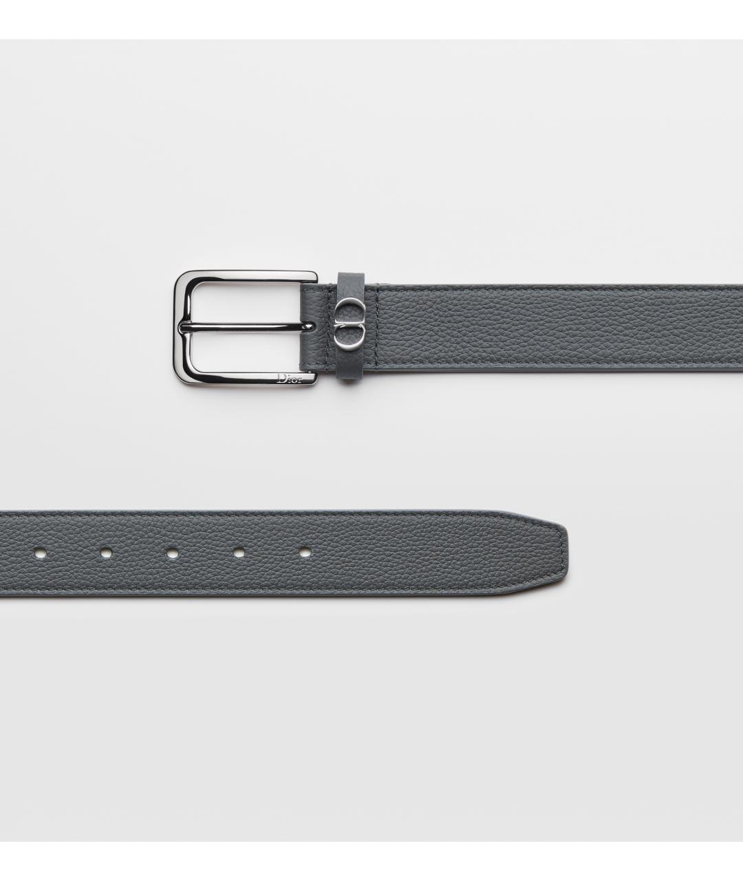 CHRISTIAN DIOR Серый кожаный ремень, фото 2