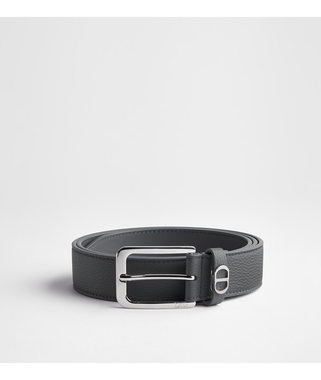 CHRISTIAN DIOR Серый кожаный ремень, фото 4
