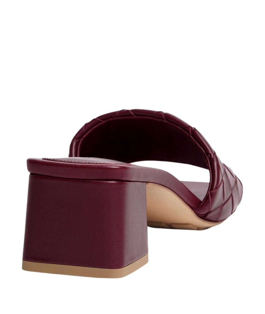 BOTTEGA VENETA Бордовые кожаные мюли, фото 4