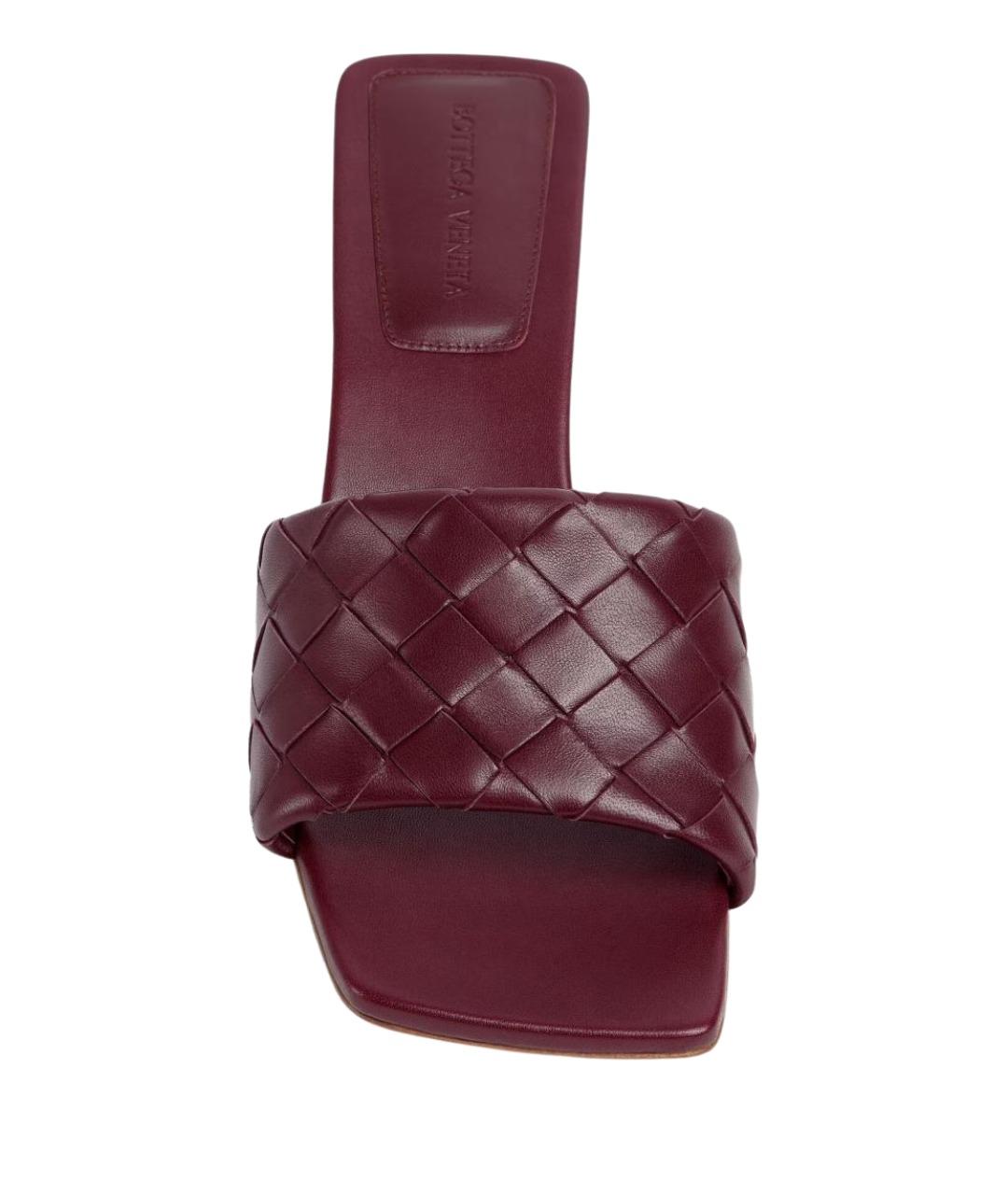 BOTTEGA VENETA Бордовые кожаные мюли, фото 3