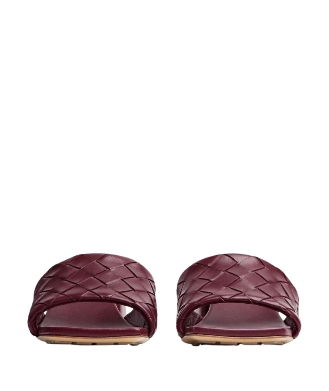 BOTTEGA VENETA Бордовые кожаные мюли, фото 2