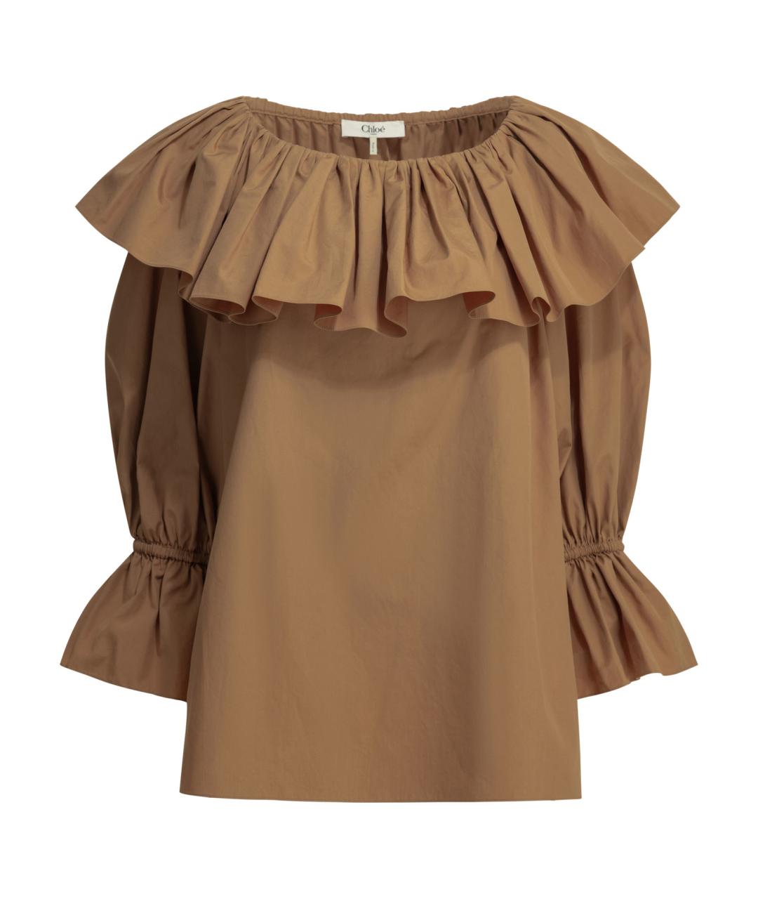 CHLOE Коричневая хлопковая рубашка, фото 1