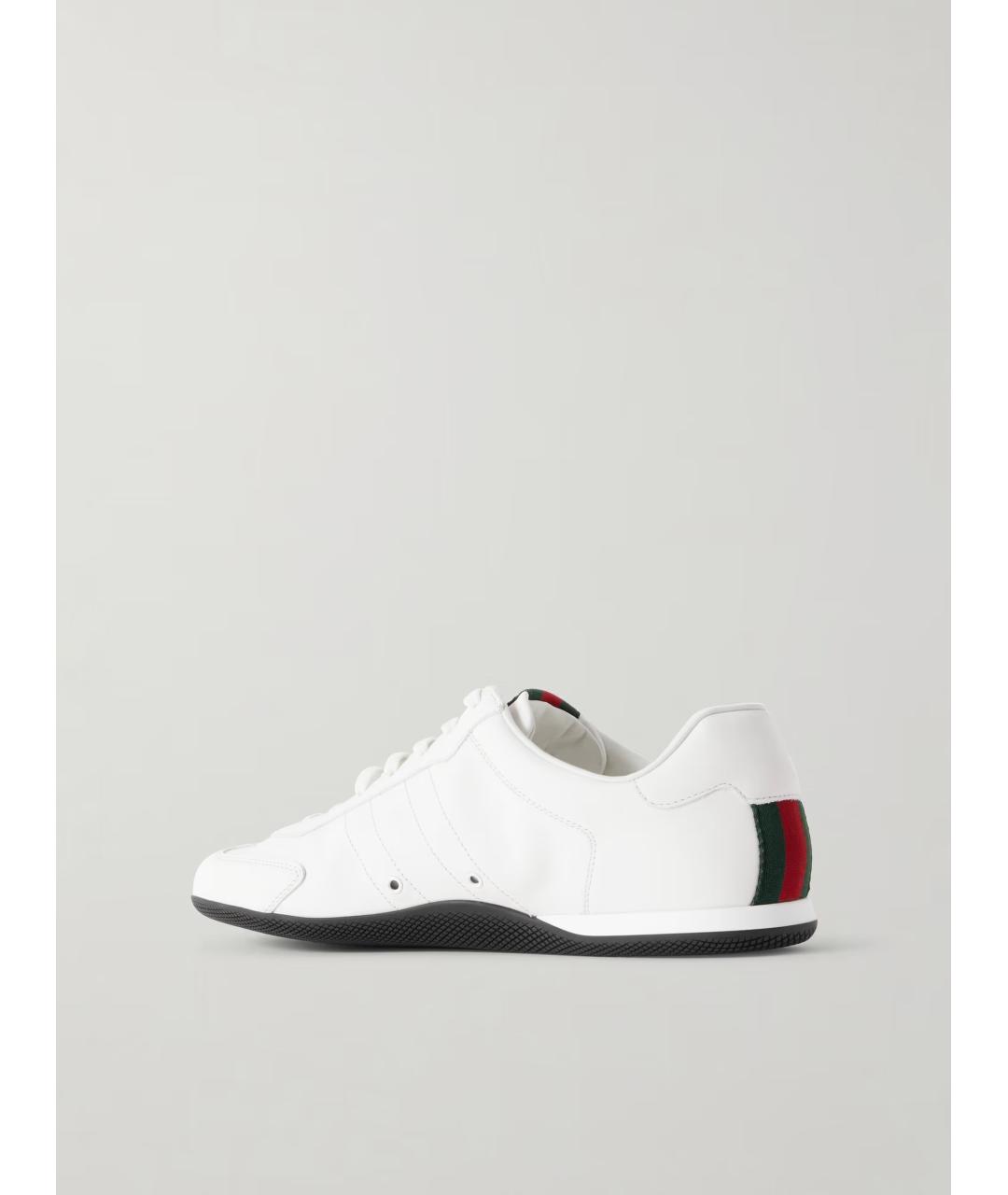 GUCCI Белые кожаные низкие кроссовки / кеды, фото 3