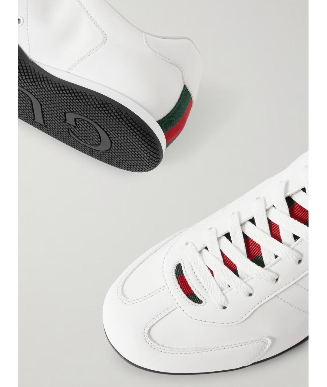 GUCCI Белые кожаные низкие кроссовки / кеды, фото 2