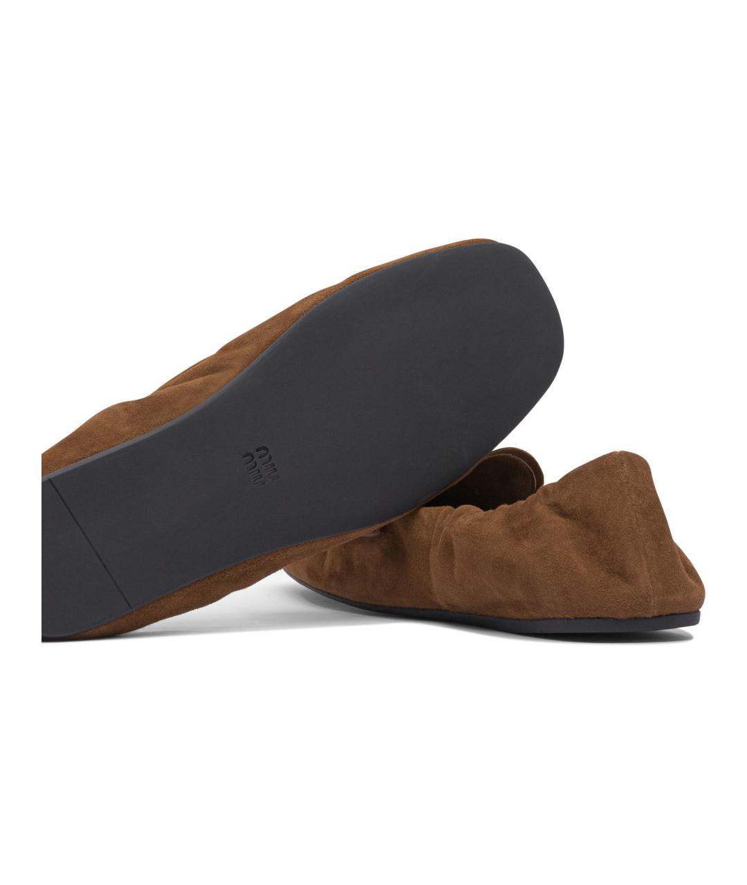 MIU MIU Коричневые замшевые лоферы, фото 5