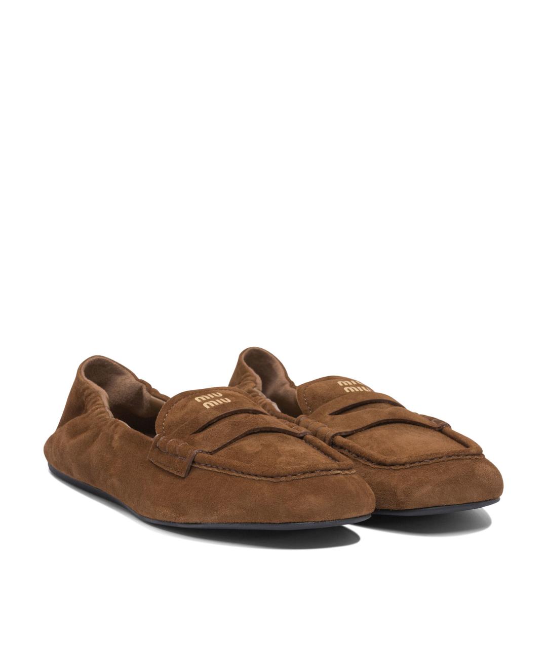 MIU MIU Коричневые замшевые лоферы, фото 2